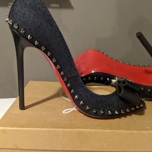 NIB! Christian Louboutin Lucifer Black Denim EU 40 - Picture 4 of 6